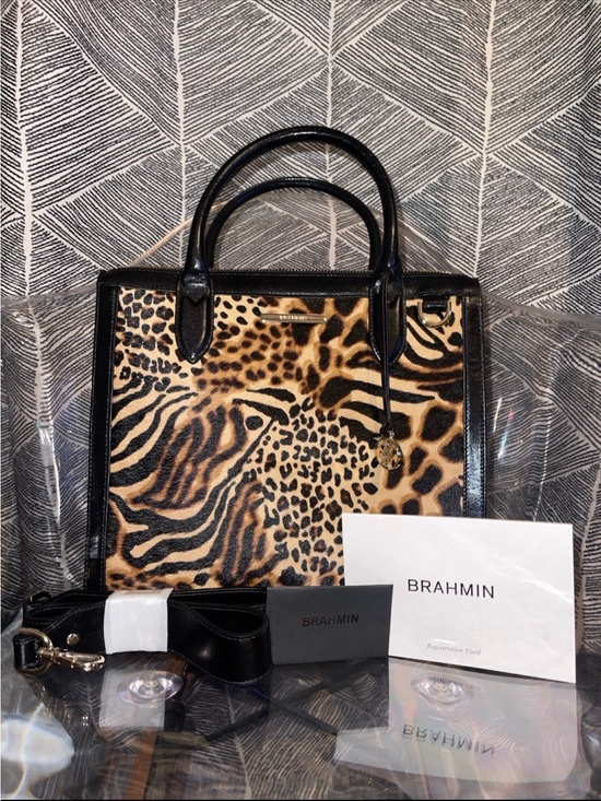 Brahmin Handbags - Brahmin Animal Print Satchel with Black Trim